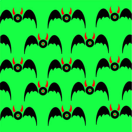 One Eye Flying Monster Pattern Background. Social Media Post. Vector Illustration.のイラスト素材