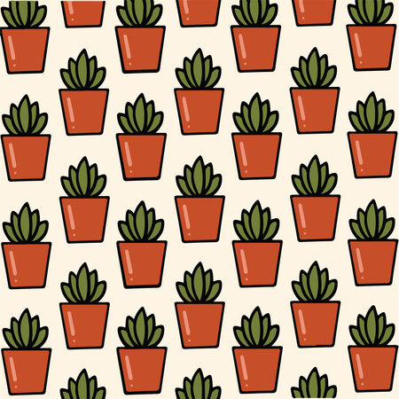 Cactus Pattern Background. Botanical Vector Illustration.のイラスト素材
