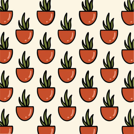 Cactus Pattern Background. Botanical Vector Illustration.のイラスト素材