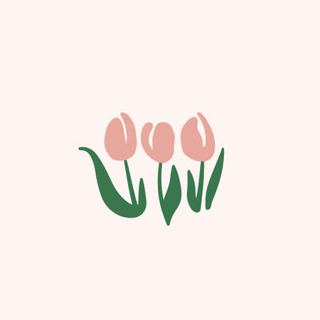 Tulips Flowers Symbol. Social Media Post. Floral Vector Illustration.のイラスト素材