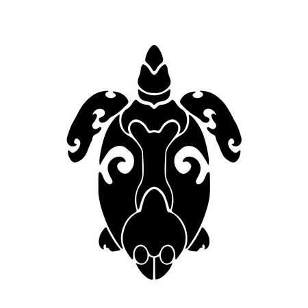 Tribal Sea Turtle Logo. Tattoo Design. Stencil Vector Illustration.のイラスト素材