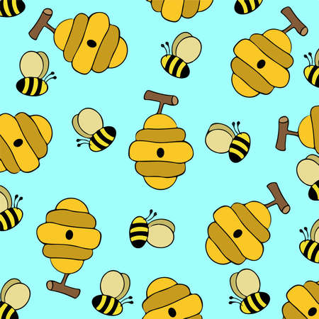 Bee Pattern Background. Social Media Post. Vector Illustration.