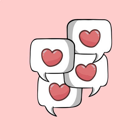 Love Bubble Speech Symbol. Social Media Post. Valentine Vector Illustration.のイラスト素材