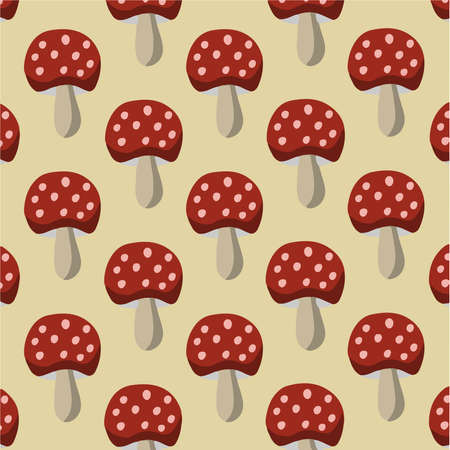 Mushroom Pattern Background. Social Media Post. Vegetable Vector Illustration.のイラスト素材