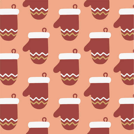 Christmas Gloves Pattern Background. Social Media Post. Christmas Vector Illustration.