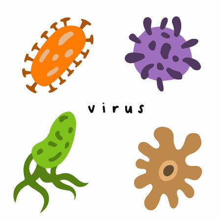 Virus Symbol. Social Media Post. Vector Illustration.のイラスト素材