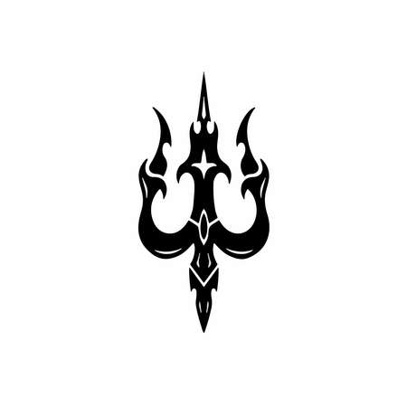 Trident Symbol Logo. Tribal Tattoo Design. Stencil Vector Illustrationのイラスト素材