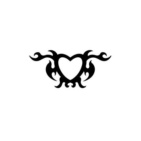 Love Symbol Logo. Tribal Tattoo Design. Stencil Vector Illustrationのイラスト素材
