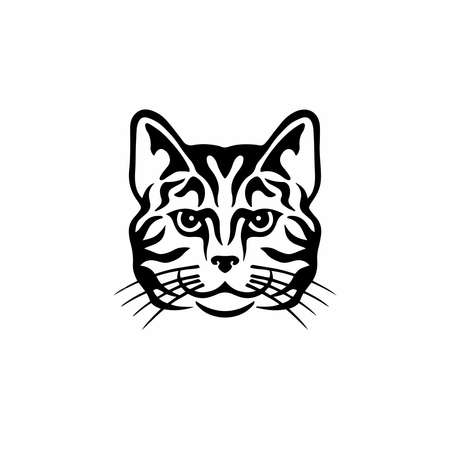 Cat Symbol Logo. Tribal Tattoo Design. Stencil Vector Illustrationのイラスト素材