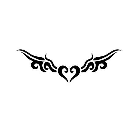 Love Symbol Logo. Tribal Tattoo Design. Stencil Vector Illustrationのイラスト素材