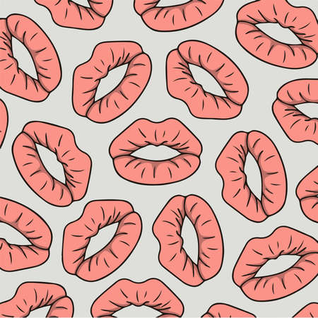 Sexy Lip Pattern Background. Social Media Post. Vector Illustration.のイラスト素材