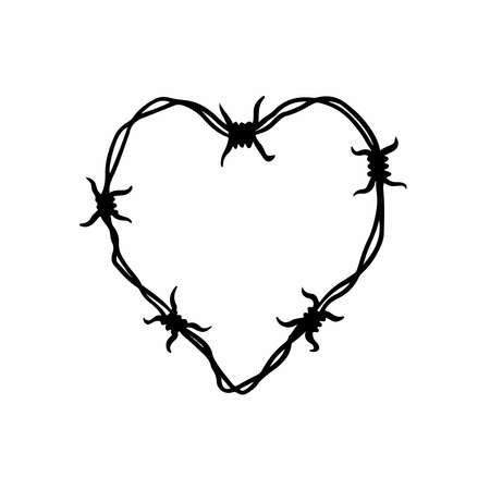 Barbed Wire Love Symbol Logo. Tattoo Design. Vector Illustration.のイラスト素材