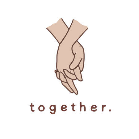 Holding Hands Gesture Symbol. Social Media Post. Vector Illustration.のイラスト素材