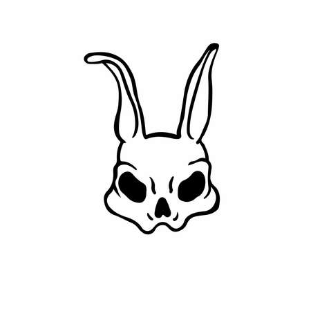 Bunny Skull Monster Symbol. Tattoo Design. Vector Illustration.のイラスト素材
