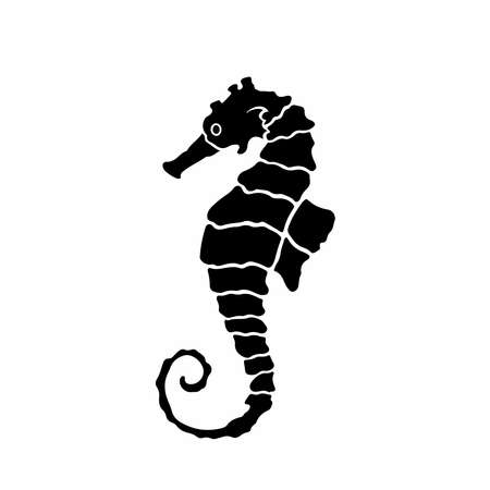 Seahorse Logo. Tattoo Design. Stencil Vector Illustration.のイラスト素材