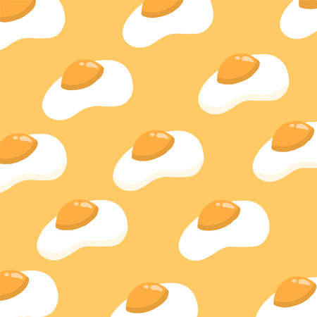 Sunny Side Up Egg Pattern Background. Food Vector Illustration.のイラスト素材
