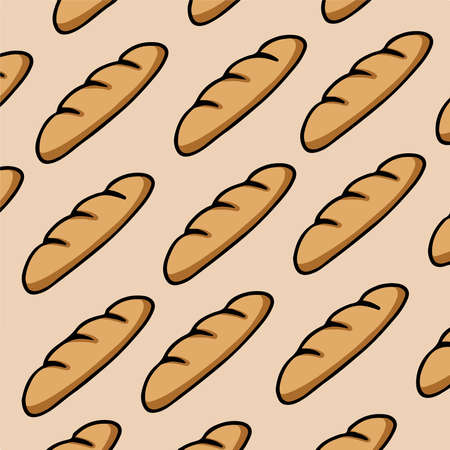 Baguette Pattern Background. Food Vector Illustration.のイラスト素材