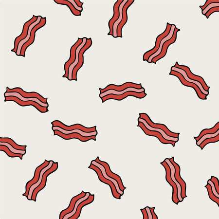 Bacon Pattern Background. Food Vector Illustration.のイラスト素材