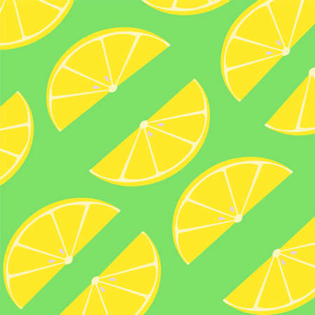 Lemon Slice Pattern Background. Fruit Vector Illustration.