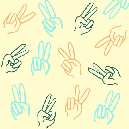 Peace Hand Gesture Pattern Background. Vector Illustration.のイラスト素材