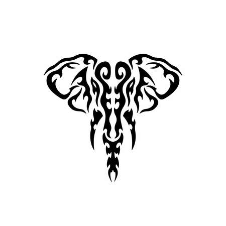 Tribal Elephant Logo. Tattoo Design. Stencil Vector Illustrationのイラスト素材