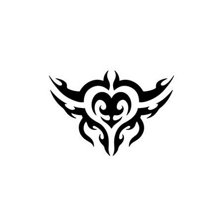 Love Symbol Logo. Tribal Tattoo Design. Stencil Vector Illustrationのイラスト素材