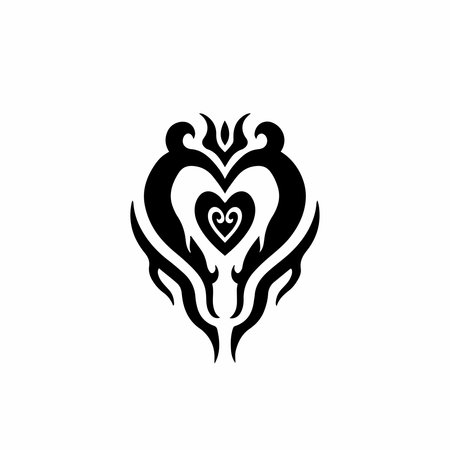 Love Symbol Logo. Tribal Tattoo Design. Stencil Vector Illustrationのイラスト素材