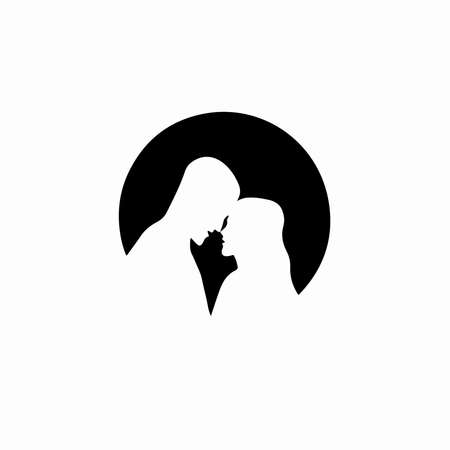 Couple Symbol Logo. Tattoo Design. Stencil Vector Illustrationのイラスト素材