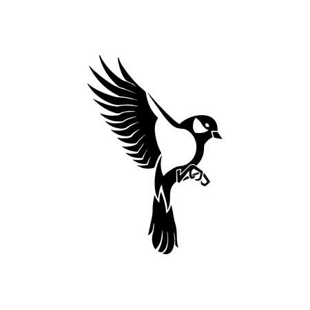 Bird Symbol Logo. Tattoo Design. Stencil Vector Illustrationのイラスト素材