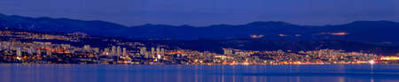 Panorama of Rijeka in blue hour