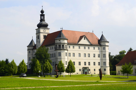 Austria, castle Hartheim - became notorious as one of the Nazi euthanasia killing centers in World War II, it is now a home for mentally handicapped people and memorial siteの写真素材