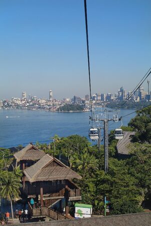 Sydney Australia May 10th 2010: Cable car from Port Jackson to station of Taronga Zoo with skyline of Sydneyのeditorial素材