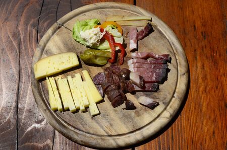 Italy, snack named Marend in South Tyrol and Brettljause in Austriaの写真素材