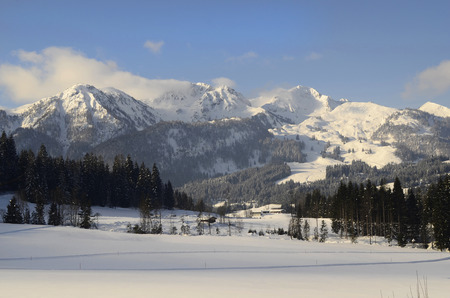 Austria, ski resort Fieberbrunn-Hochfilzen in morning hazeのeditorial素材