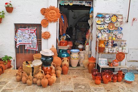 Italy, souvenir shop in Alborobelloのeditorial素材