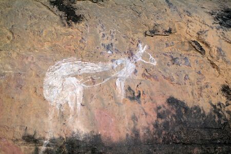 Australia, Aborigene Rock Paintings in Northern Territoryの写真素材