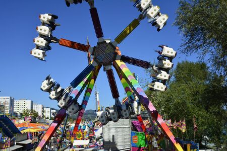 Linz, Austria - October 2nd 2015: Unidentified people on yearly funfair named Urfahraner Markt, market for pleasure and goodsのeditorial素材