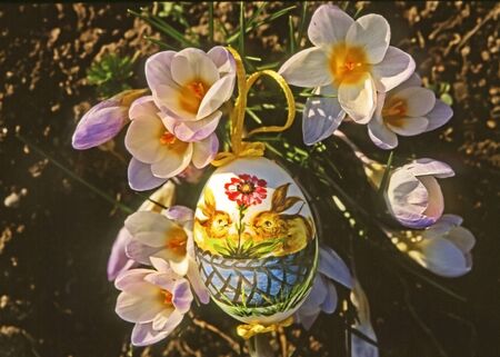 Austria, painted easter eggs and flowers