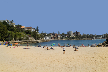 Sydney, Australia - March 4th 2008: Unidentified people enjoy a summer day on the sandy Shelly Beach in Manlyのeditorial素材