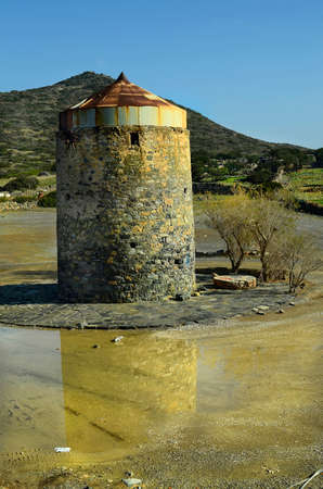 Greece, Crete, old windmill in Eloundaの写真素材