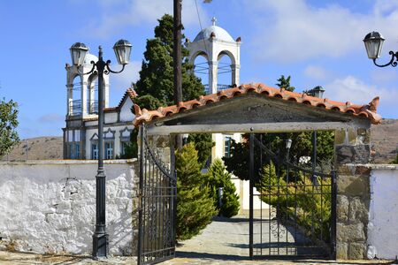 Greece, church in mountain village Dafni in Lemnosの写真素材