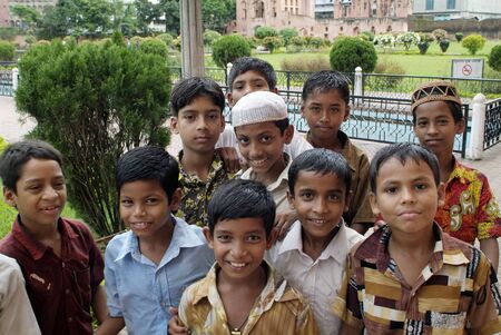 Dhaka, Bangladesh - September 17th 2009: Unidentified young and friendly looking Bengali inhabitantsのeditorial素材