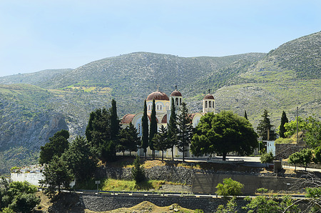 Greece, Crete, church in mountain village Gonies