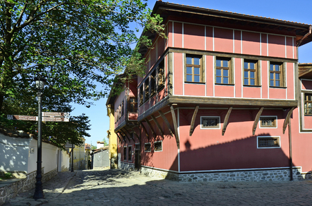 Plovdiv, Bulgaria - September 23rd 2016: Klianty House built 18th century in traditional structure in Old Town district aka Staria Grad, a Unesco world heritage site, became European Capital of Culture 2019のeditorial素材