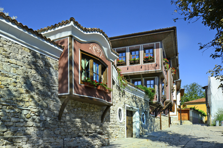 Bulgaria, Plovdiv, building in traditional structure in Old Town district aka Staria Grad, a Unesco world heritage site, became European Capital of Culture 2019のeditorial素材