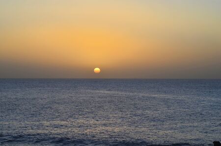 sundown on Atlantic Ocean in Lanzarote, Spain