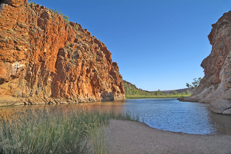 Australia, Glen Helen gorge in West Mac Donnell Range- a nice liitle lake for swimming in outbackのeditorial素材