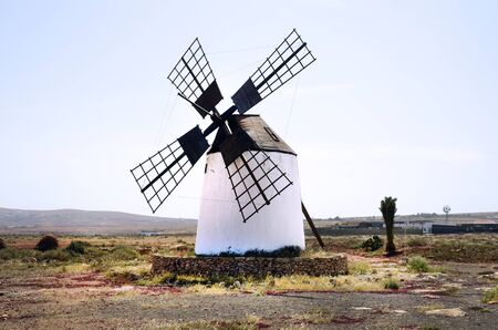 Spain, Canary Island, Fuerteventura, windmill in LLanos de la Conception,の写真素材
