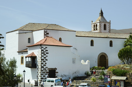 Betancuria, Canary Island, Spain - March 30, 2017: Unidentified tourists at church of Saint Mary aka Iglesia de Santa Maria, landmark and tourist attraction in the villageのeditorial素材
