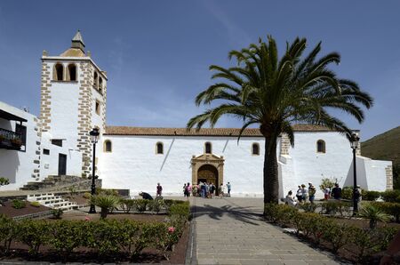 Betancuria, Canary Island, Spain - March 30, 2017: Unidentified tourists at church of Saint Mary aka Iglesia de Santa Maria, landmark and tourist attraction in the villageのeditorial素材